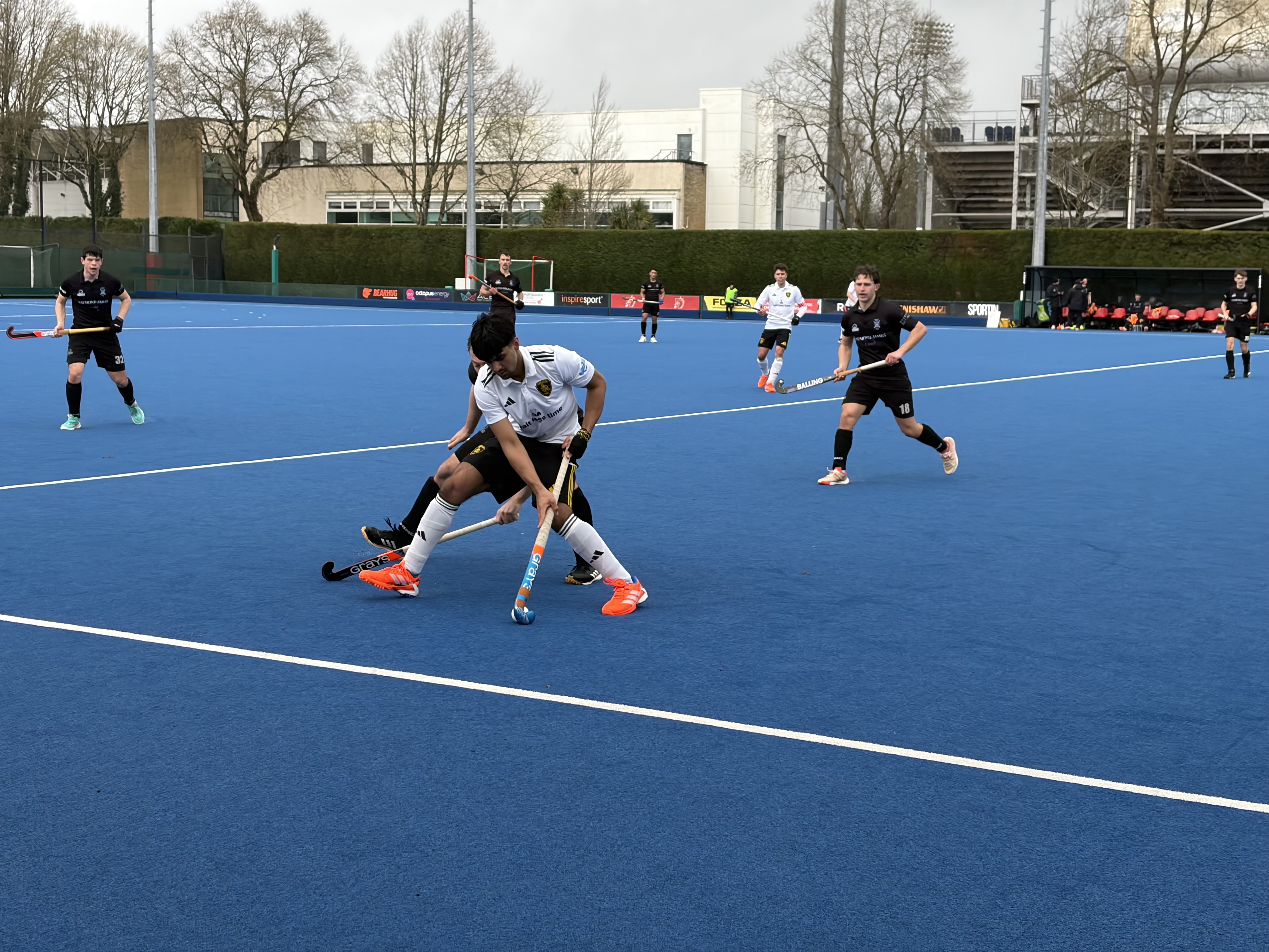 Beeston players in action away at Cardiff & Met during the 3-1 win at Sophia Gardens