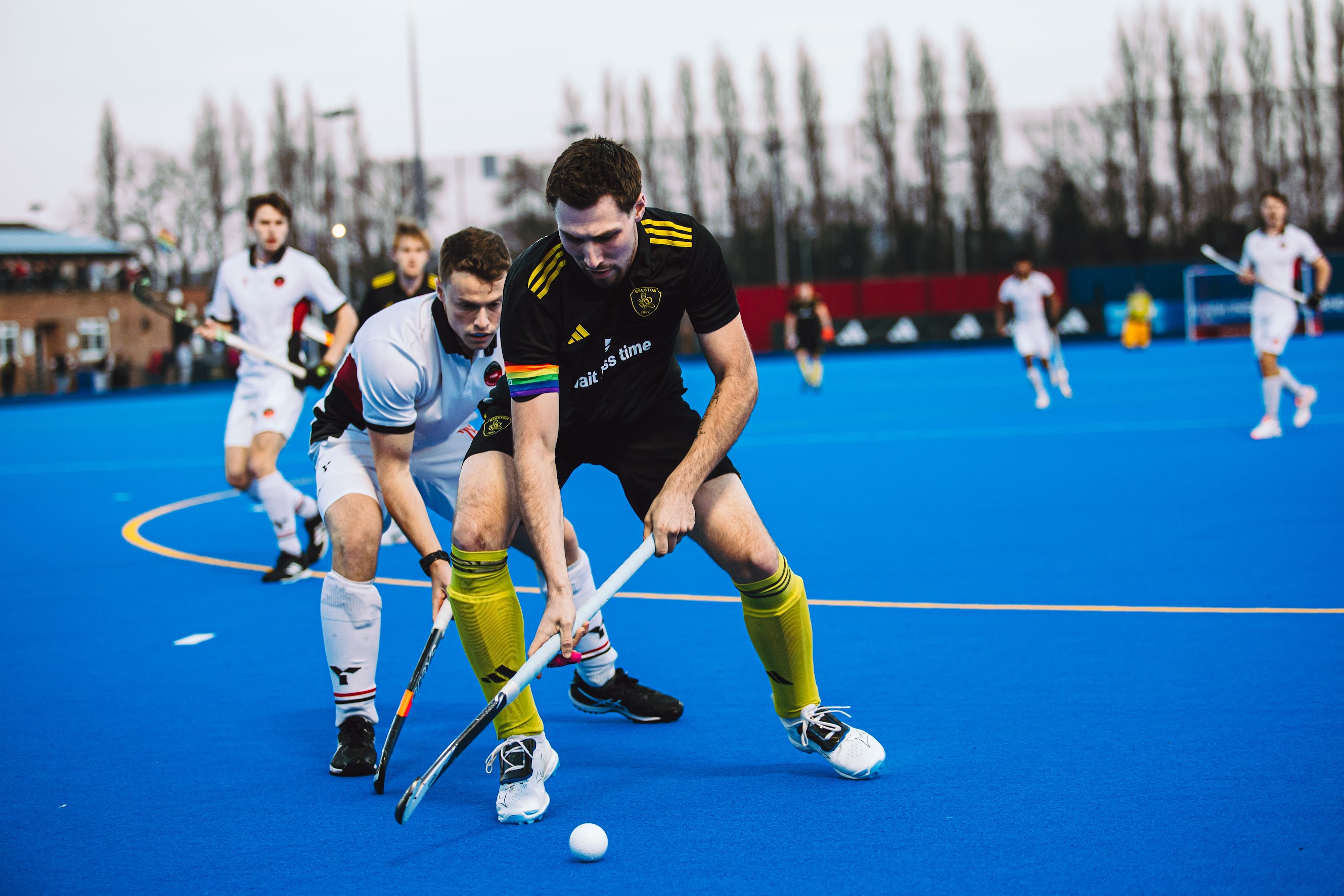 Beeston players in action for the Men's 1st team against Southgate on Pride Night