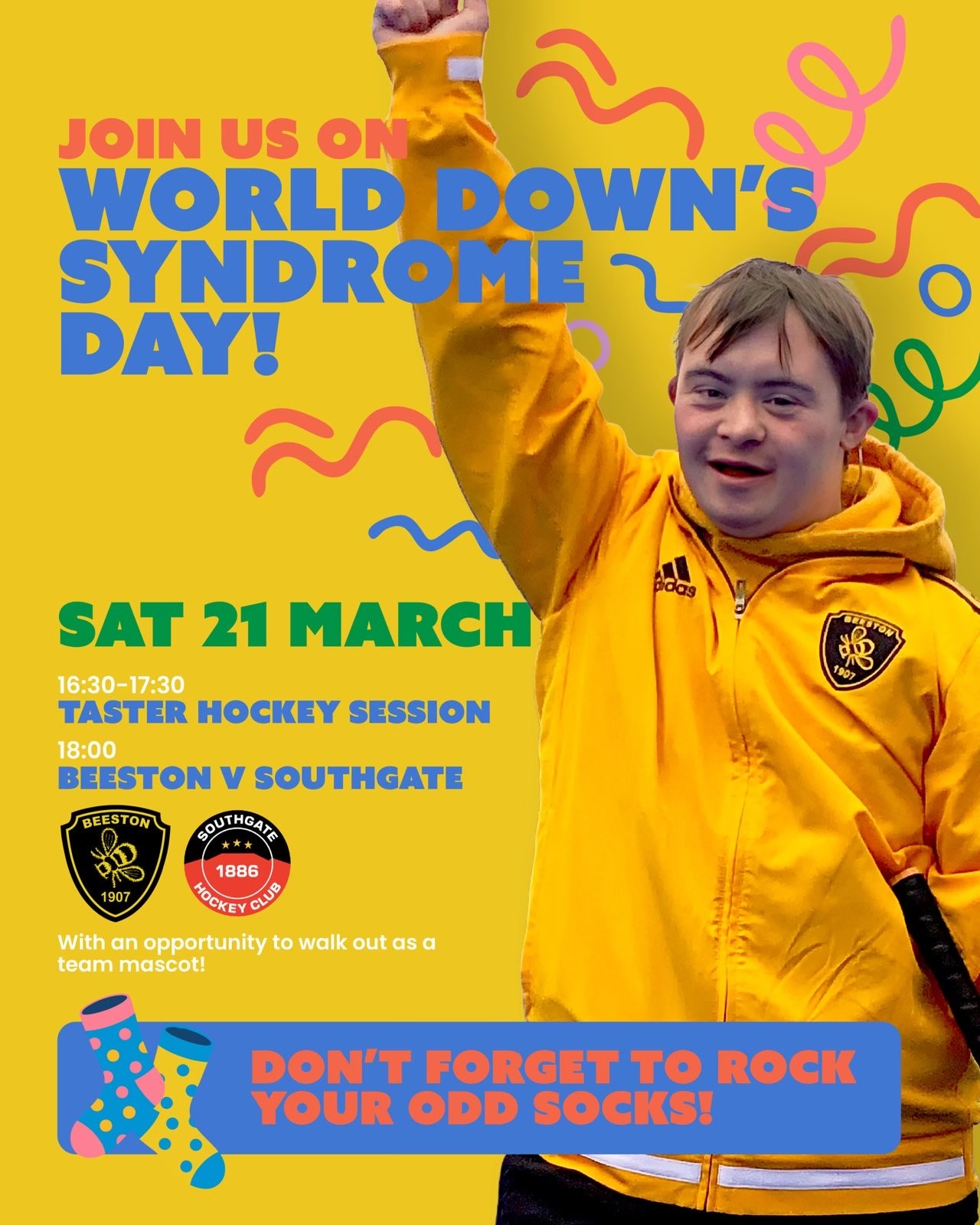 World Down's Syndrome Day Flyerz event poster at Beeston Hockey Club